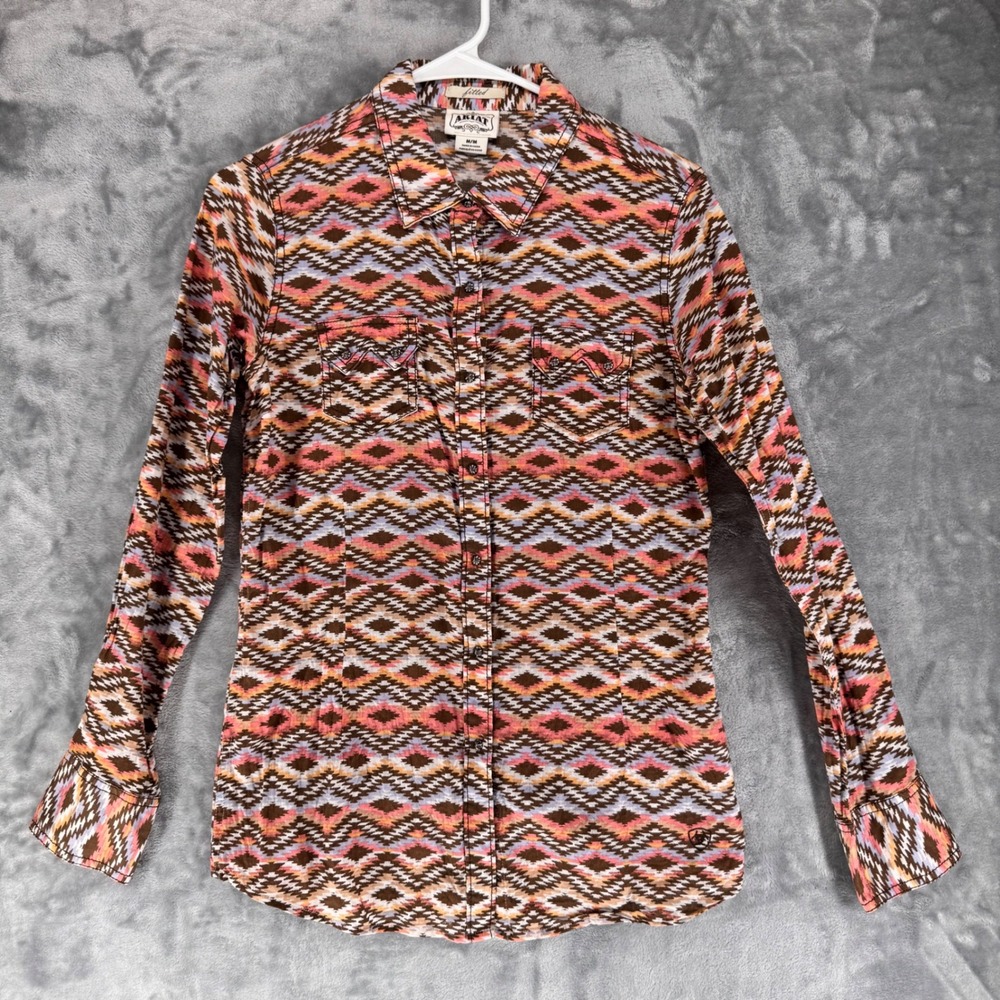 Ariat Womens M M Fitted Long Sleeve Geometric Print Button Down ight‎ weight